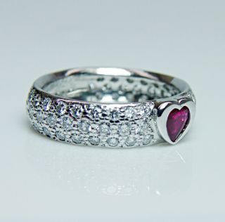 Designer Kwiat Ruby Diamond Platinum Ring Heavy Estate Jewelry