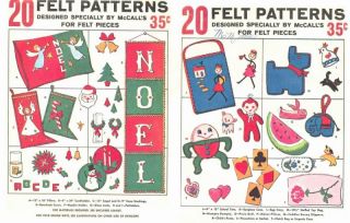 1963 McCalls 20 Felt Patterns Christmas Stockings Angel