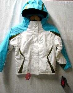 Spyder Kyds Girls Mynx Snow Ski Jacket White Aqua Turf Size 14 New