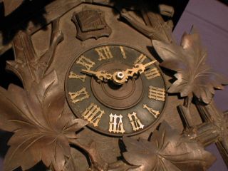 Vintage Cuckoo Clock Germany Black Forest for Restore Repair Wood Hand