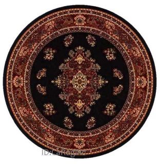 8x8 Round Rug Traditional Medallion Persian Oriental Black Actual 76