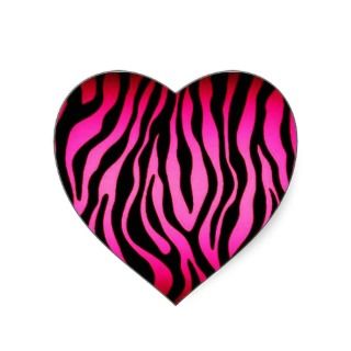 Pink Zebra Heart Stickers