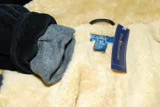Polo Ralph Lauren Mens Leather Fur Lambskin Cotton Shawl Jacket Coat