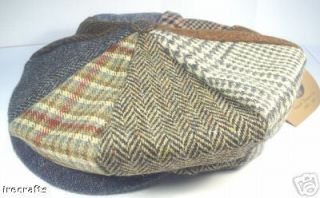 Irish Tweed Wool Patch Beret Cap Hat Sz s M L XL XXL