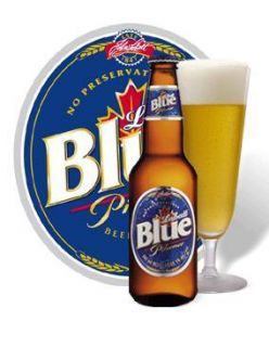 NEW (1) Canadian Labatt Beer Cobalt Blue Tall Libbey solid Logo Glass