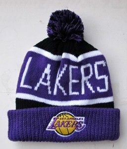 Los Angeles Lakers Team Colors Large Size Knit Beanie Cap Hat by 47