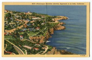 121812s Vintage La Jolla CA Postcard Birds Eye View 1939