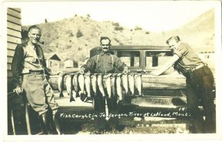 Montana Lahood 3 Proud Fishermen C 1935 RP Postcard