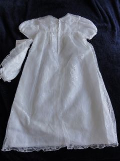 Baptism Christening Blessing Dress White L Bonnet