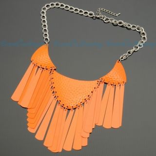 Fashion Orange Lacker Collar Tassel Pendant Punk Rock Jewelry Necklace