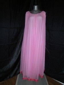 Vintage Lalas Originals Pink Chiffon Wide Sweep Nightgown 50 Bust LG