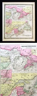 1858 Colton Map   British Provinces of Canada Ontario Nova Scotia New