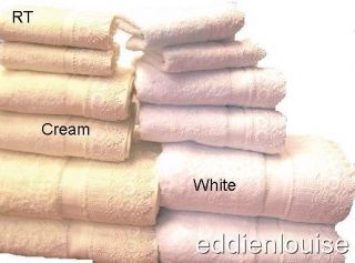 Pcs Egyptian Cotton Luxury Lace Trim Bath Towel Set Cream Color
