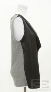 Laila Azhar Heather Gray Black Silk Trim One Sleeve Top Size XS New
