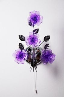 Wall Lamp with Purple Coloured Flower Decor Chrome Finish Design