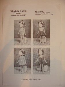 Vtg RARE Virginia Lakin Doll Knitting Crochet Pattern