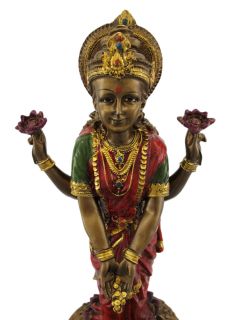 Large Bronzed Finish Lakshmi Hindu Goddess Statue Laxmi