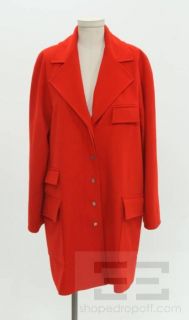 Lagerfeld Red Wool Pocket Detail Button Front Coat Size 44