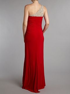 JS Collections One shoulder beaded dress Red   