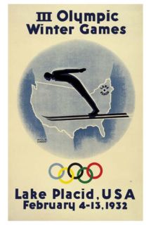 Lake Placid 1932 Winter Olympics Official Import Poster Reprint