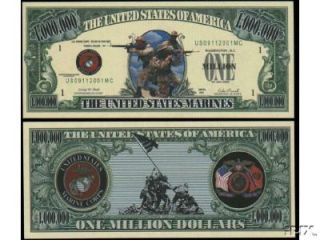 US Marines Million Dollar Bills 5 $2 50
