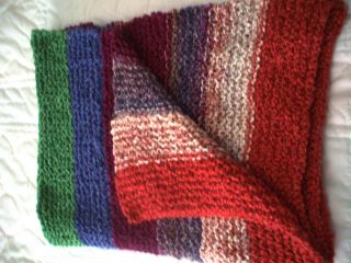Hand Knitted Beautiful Shawl or Lap Robe Very Colorful and Soft