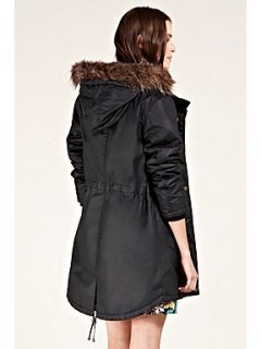 Oasis Wax quilted lining parka Black   