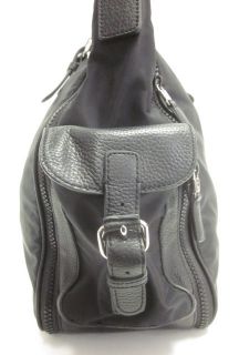 LAMBERTSON Truex Black Nylon Leather Large Tote Handbag