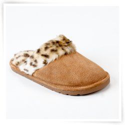 LAMO Womens Leopard Scuff Slippers Cushion Foam Insole