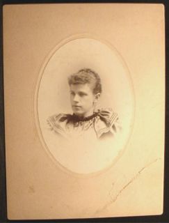 Antique Photo Young Woman Langhorne Plainfield NJ Oval Embossed Mount