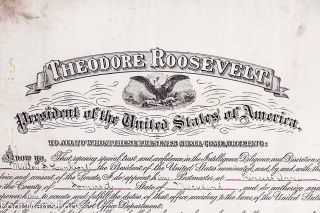 Document Signed Roosevelt Theodore Washington January 1903