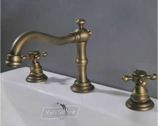 Cross Handles Widespread Bathroom Sink Basin Faucets Mixer Taps