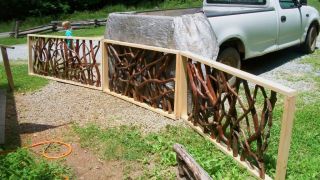 Here I have made nice sections of Mountain Laurel railings. These