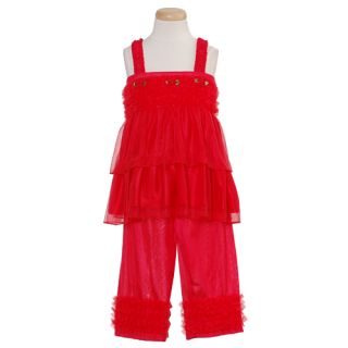 Laura Dare Toddler Girls Red Size 4T Ruffle Pajamas Sleepwear Set