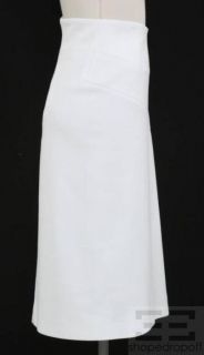 YSL Yves Saint Laurent White Asymmetric Yoke Pencil Skirt Size Fr 42
