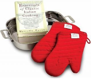 All Clad Stainless Steel Lasagna Pan with 2 Oven Mitts and a Cookbook