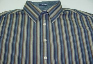 Robert Graham Striped Button Up Shirt Sz Mens L Colorful Cuffs