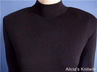 St John Santana Knit Basic Black Long Sleeve Sheath Dress 14 16