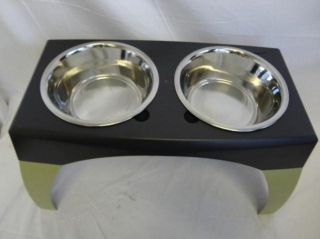 Feeder w 3 Quart Stainless Steel Bowls Extra Large Storm Cloud