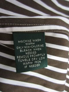 RALPH LAUREN  Brown White Striped French cuff shirt Plus Sz