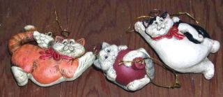 Telle Stein Snow Kitty Cat Angel Ornaments 3 Retired