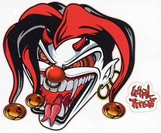 Lethal Threat Evil Joker Jester Red Sticker Decal