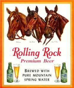 Latrobe PA Rolling Rock Beer Menu Cover with Kentucky Derby Horses