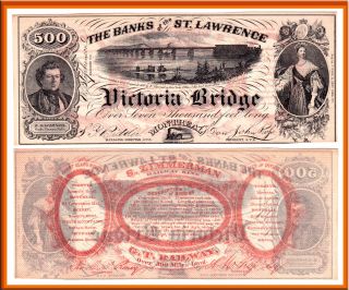 1857 500 Banks of The St Lawrence Victoria Bridge Montreal Advertising