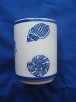 Laura Ashley Bathroom Cup Blue White Shells Handpainted