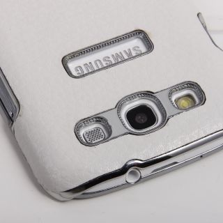 Stylus White Genuine Leather Case Chrome Cover for Samsung Galaxy S3