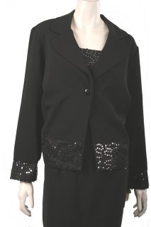 Le BOS New Black Sequins Dress Suit Sz 14W $98