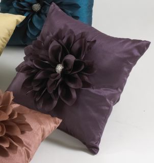 Laurent Flower Eggplant Purple Throw Pillow 16 Sq