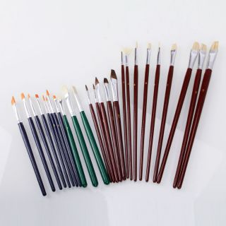 Acrylic Watercolour Oil Painting paint Bristle Hair Wood Brush Set