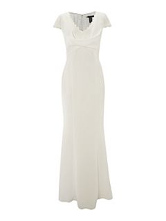 JS Collections Cowl neck button back dress Ivory   